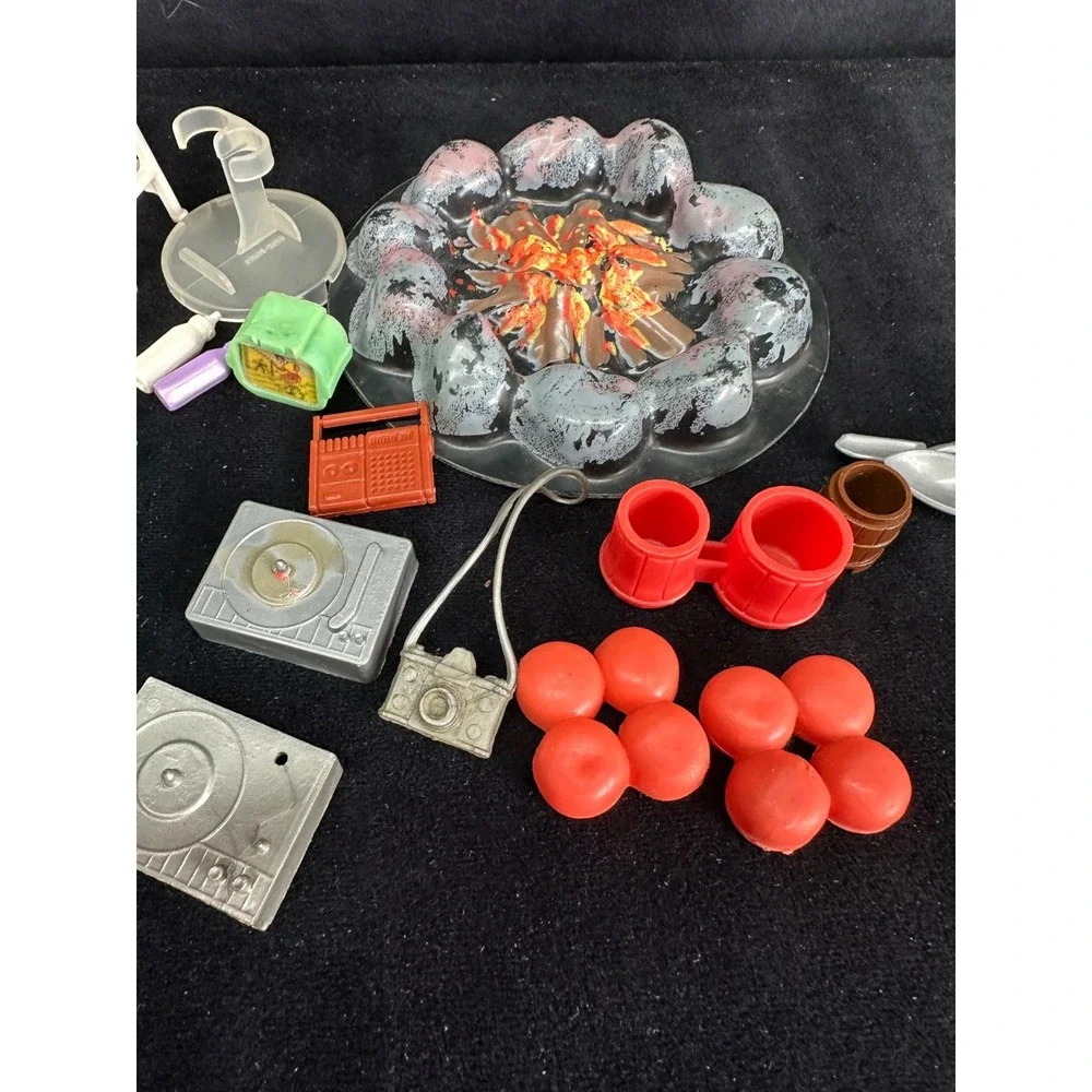 Vintage Dollhouse Accessory Lot Barbie Food Dishes Cups Plates Fire Pit Cake